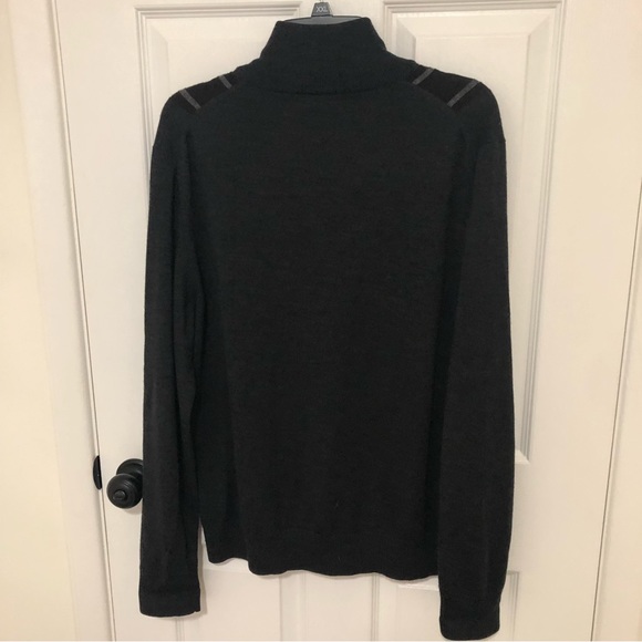 Banana Republic Merino Wool Zip Up Sweater Charcoal Gray & Black - Picture 5 of 9